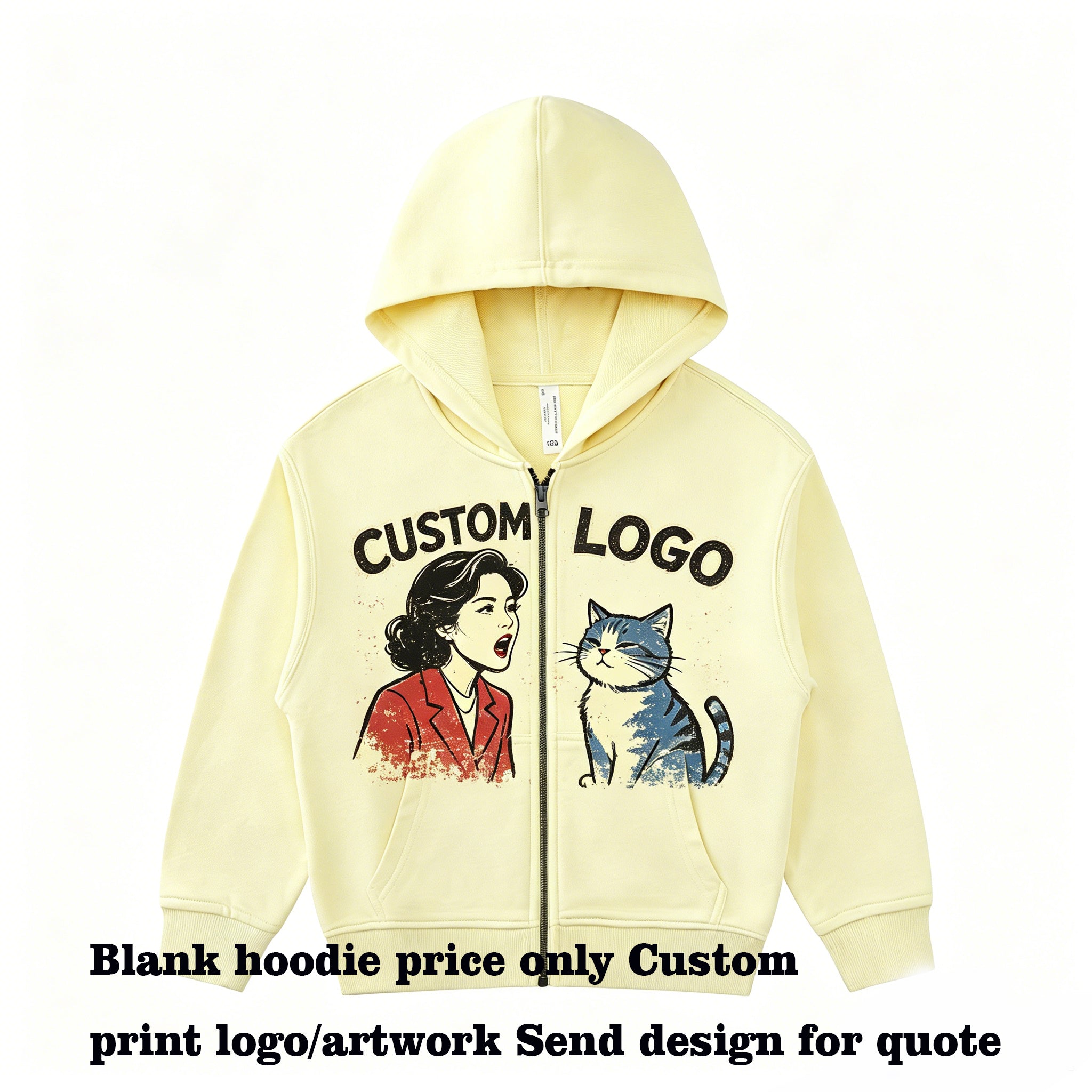 Customize your own exclusive design Children's fleece lined zipper pullover with a hood made of 100% cotton personalized design