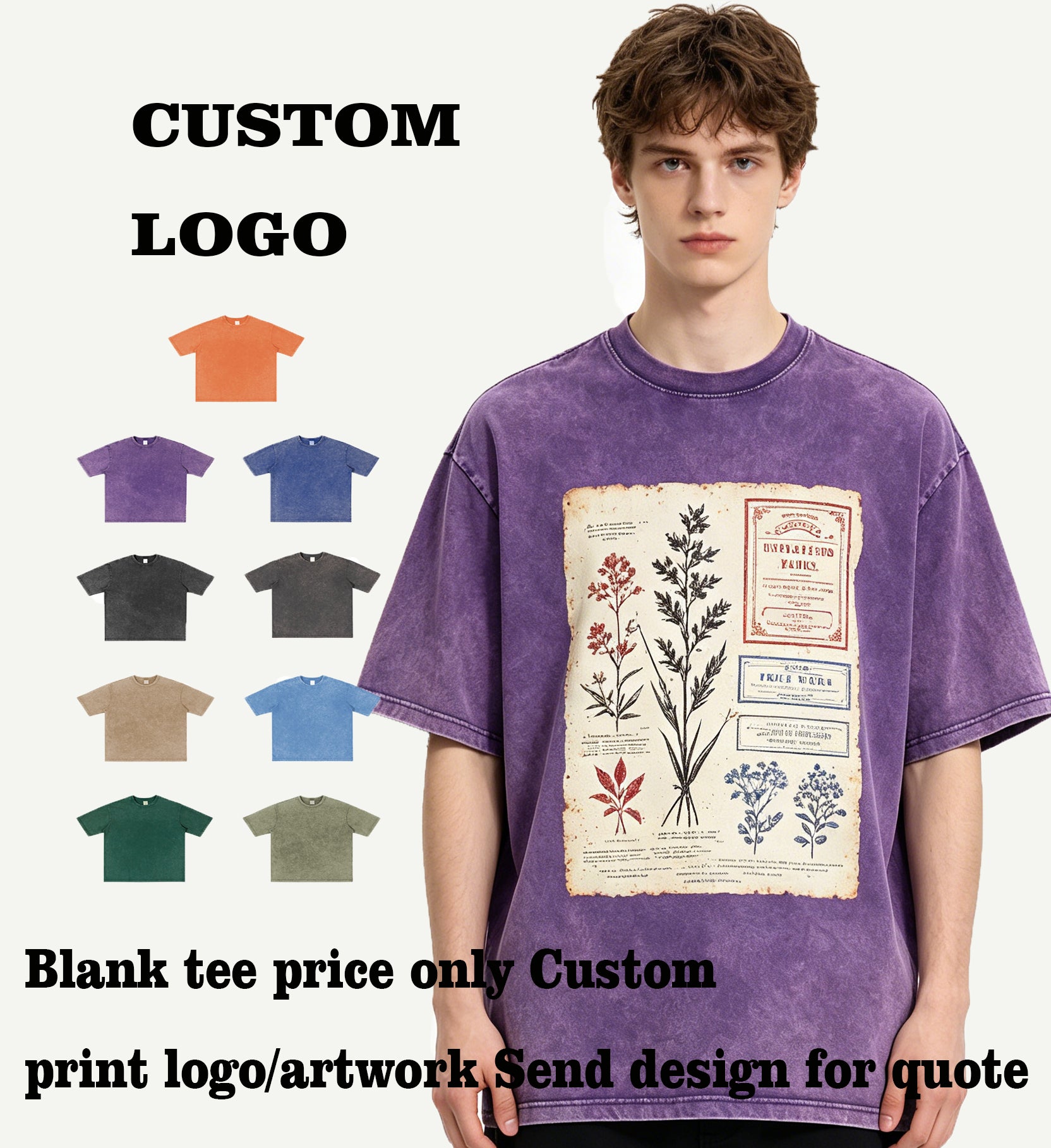 Oem Brand 9 Color 300g Pure Cotton Washed Vintage Heavyweight Short Sleeve T-shirt Summer American Casual Style High Quality