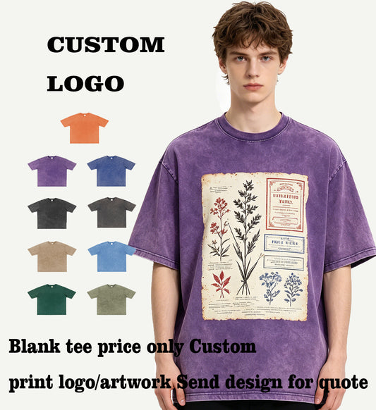 Oem Brand 9 Color 300g Pure Cotton Washed Vintage Heavyweight Short Sleeve T-shirt Summer American Casual Style High Quality