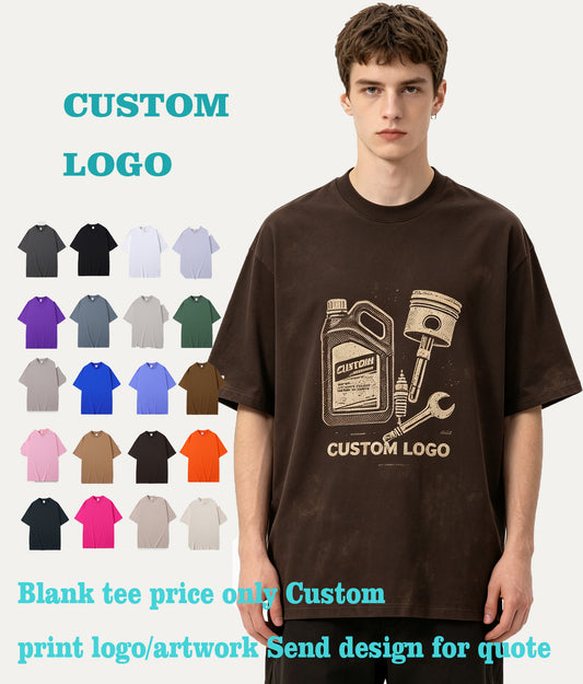 Custom Double Layered American Style Heavyweight Short Sleeved for Men and Women with Dropped Shoulders in Dark Brown Size 3xL