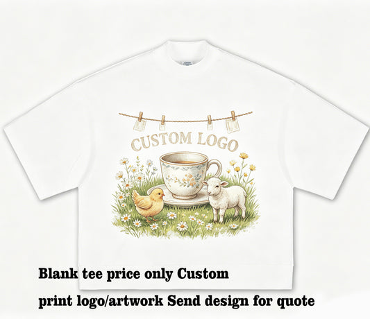Customized T-shirt Wholesale Heavy Duty High Neck Men's Short Sleeved Boxy Style with Dropped Shoulders and Ribbed Hem Summer