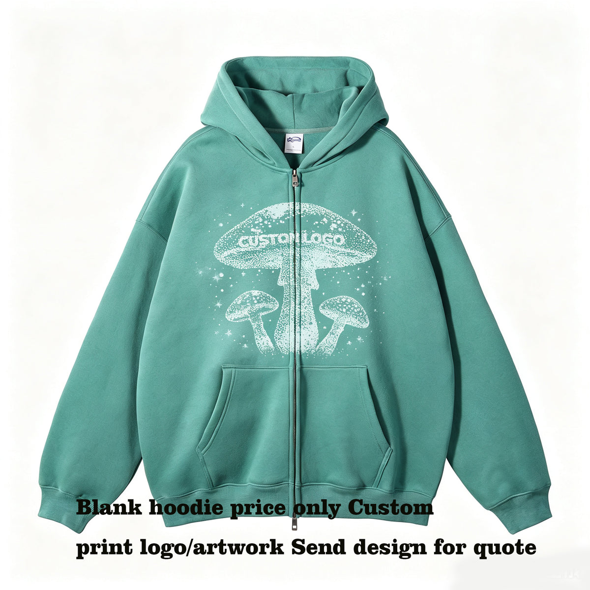 Customized 14 Color Fleece Pullover with No Hood Zipper at the Shoulder Drop Shoulder Design Made of 100% Cotton American Style