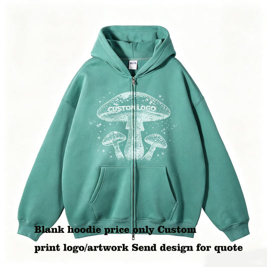 Customized 14 Color Fleece Pullover with No Hood Zipper at the Shoulder Drop Shoulder Design Made of 100% Cotton American Style