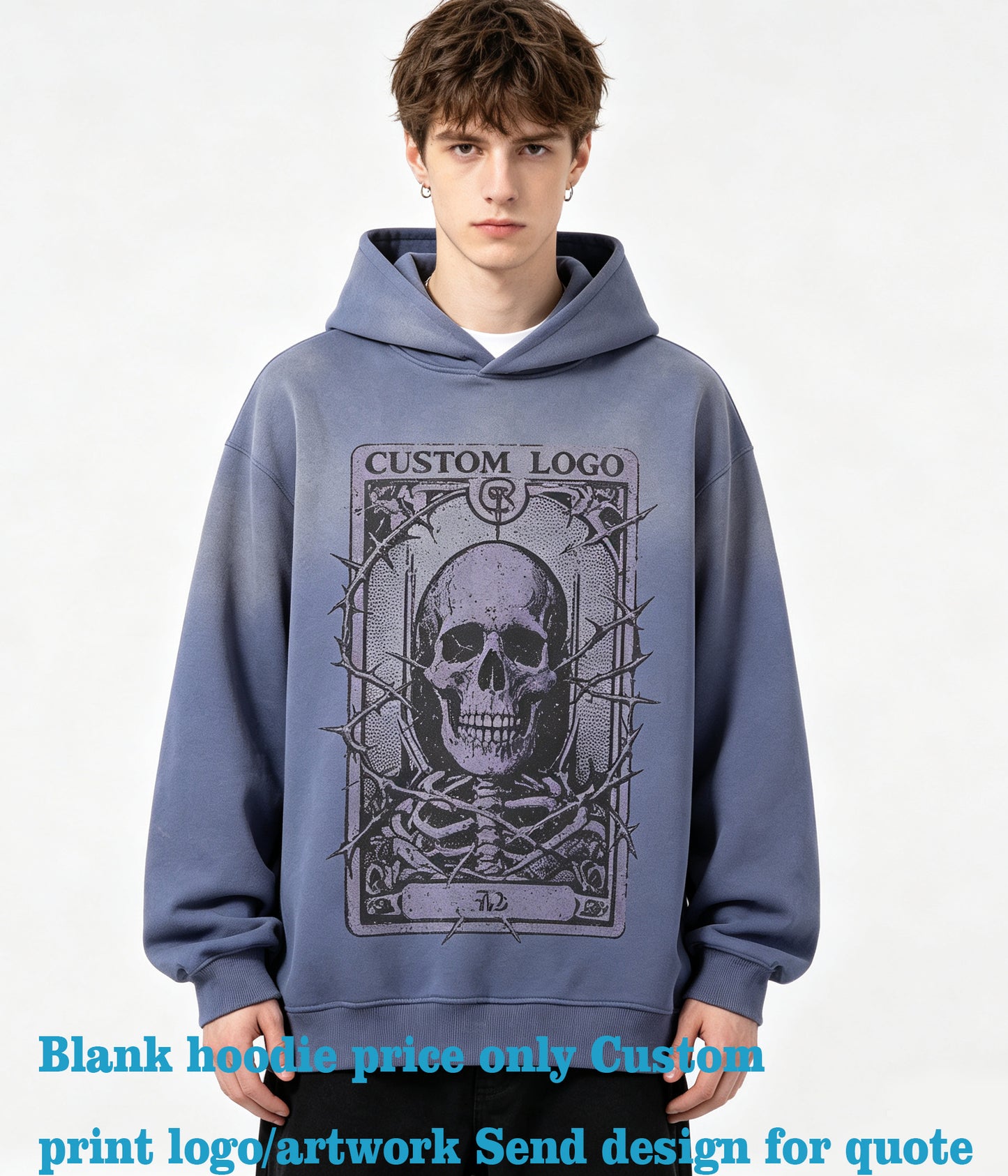 Manufacturer Hoodies 5 Color Washed Distressed Fleece Gradient Pullover 380gsm 50% Cotton and 50% Polyester Hoodie Unisex