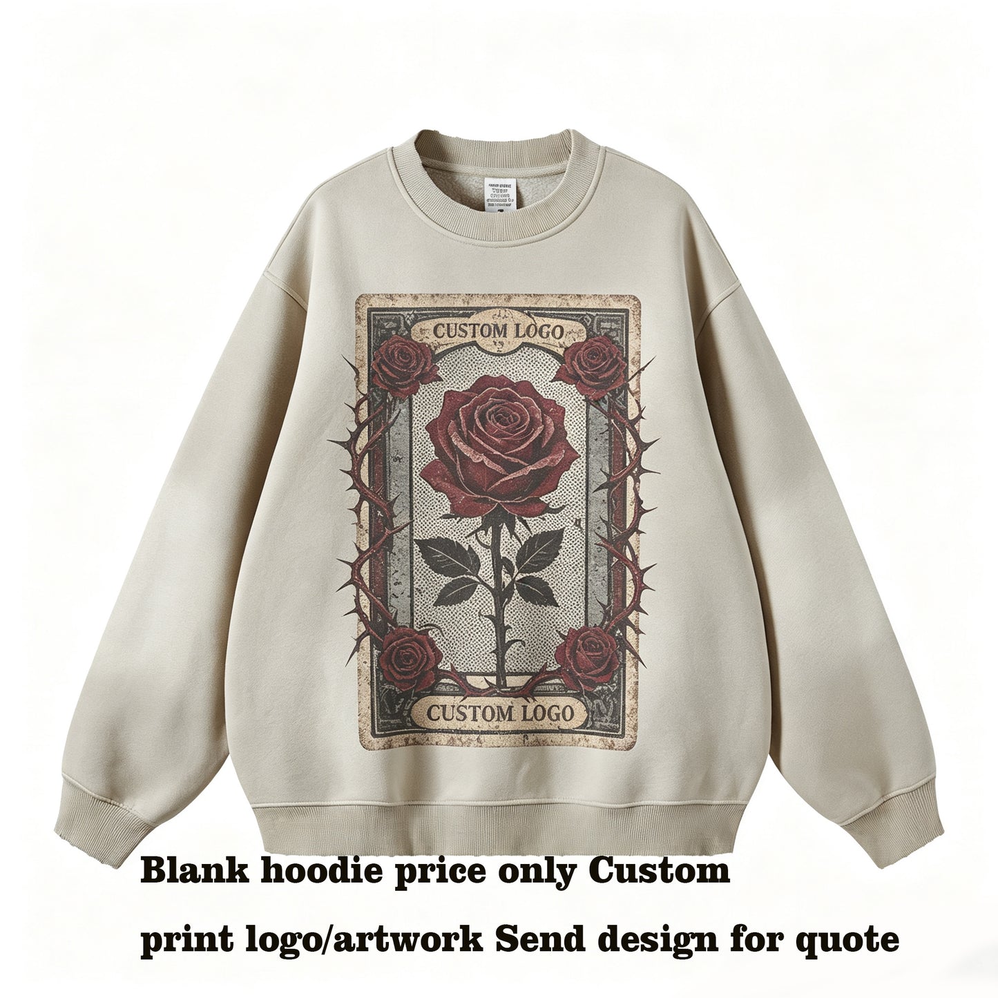 Wholesale Customized Hoodies 5 Color Water Washed Distressed Fleece Gradient Round Neck Pullover 380gsm American Style Hoodies