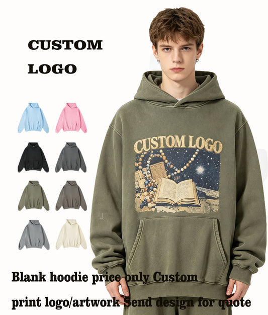 Customized Hoodie 8 Color Washed Distressed Fleece Pullover Men Hoodie High Quality Available Your Exclusive Design Personalized