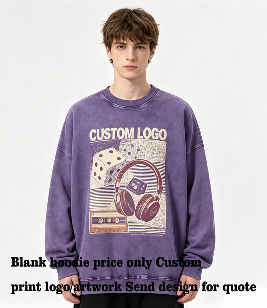 oem brand hoodies bulk wholesale Heavy duty woolen circle patterned round neck sweater unisex hoodies high quality hoodie