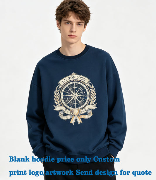 Oem Hoodies Bulk Wholesale Pure Cotton Pom Pom Wide Sleeved 360g Round Neck Hoodie Plain High Quality Hoodie Free Sample Hoodie