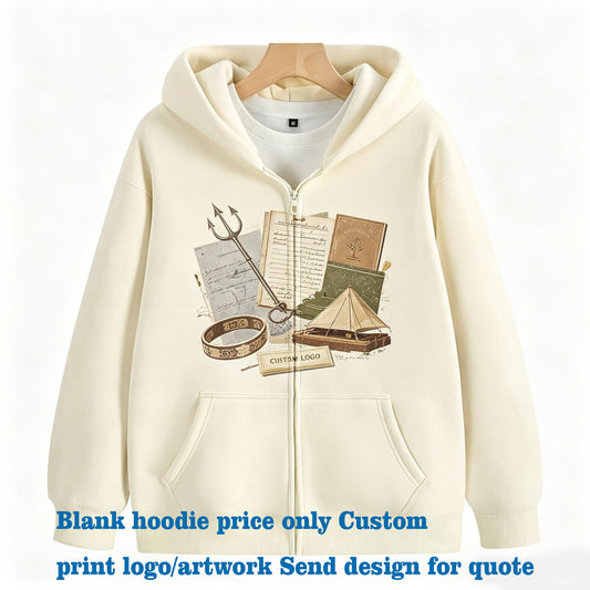 500grams Heavyweight 100% Cotton Zipper-up Hooded Sweatshirt Blank Hoodies High Quality Free Sample Hoodie Unisex Vintage Design