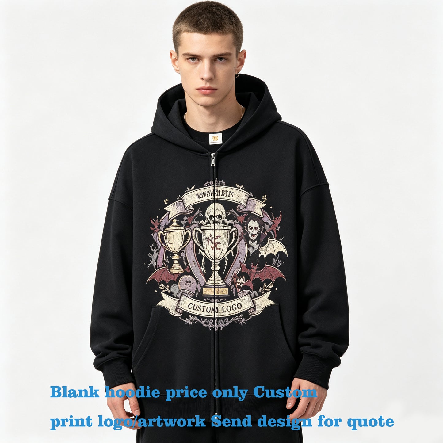 Manufacturer Hoodies Available Customized 12 Colors Your Own Exclusive Design 400 Grams Heavy Duty Zipper Lined Hooded Sweater