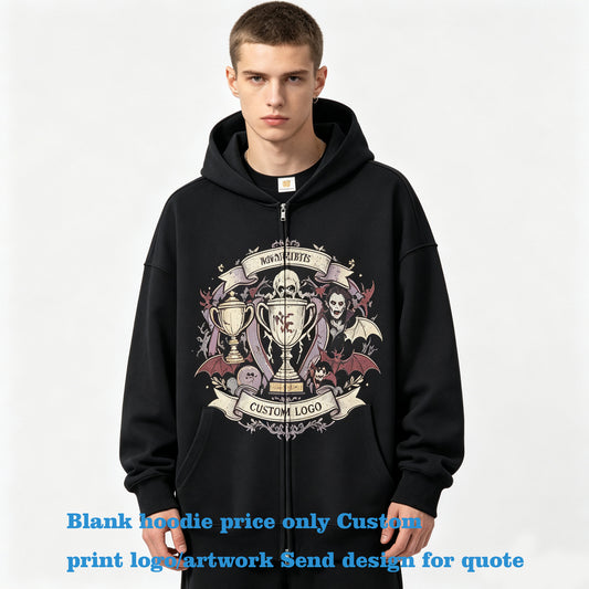Manufacturer Hoodies Available Customized 12 Colors Your Own Exclusive Design 400 Grams Heavy Duty Zipper Lined Hooded Sweater