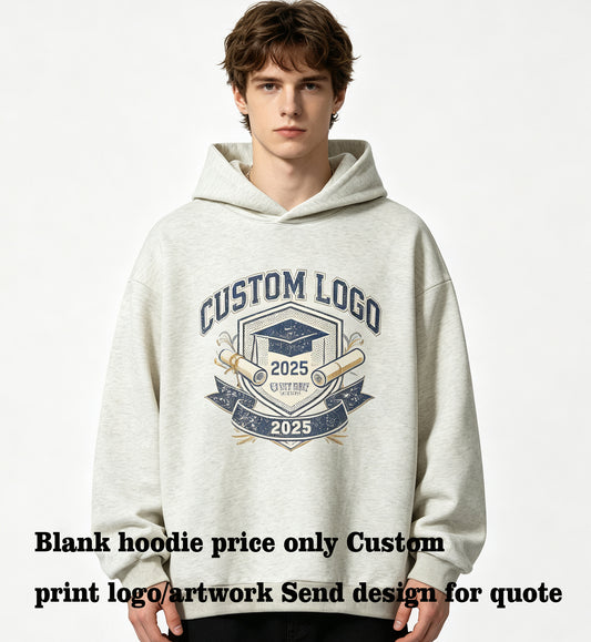 High Quality Hoodie Customized Hoodies Loose Sleeved Invisible Zipper Sweatshirt with Fleece Lining Personalized Vintage Design