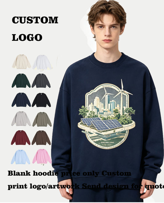 Wholesale China Custom Hoodies Printing 430 Grams Heavyweight Drop Shoulder Fleece Pullover Hoodies for Men High Quality