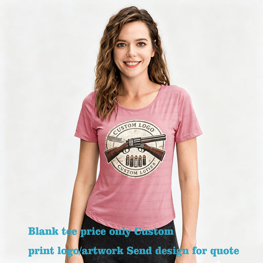 You Can Customize Your Favorite Pattern Women's Short Sleeve Cool and Breathable Fitness T Shirt Plain Tshirts for Printing