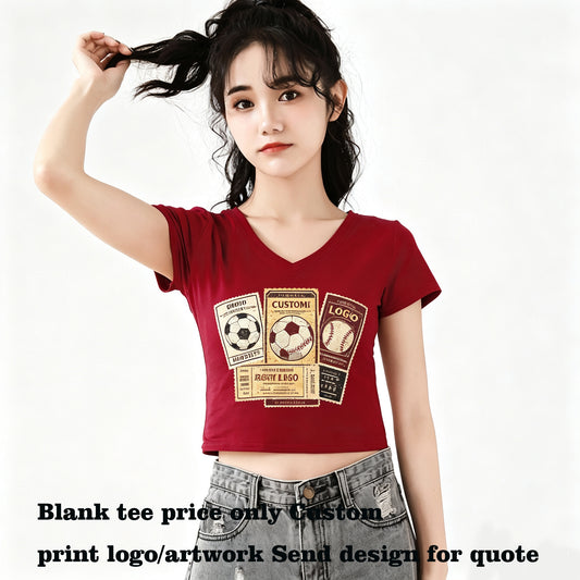 Customized Tshirts Puff Printing Plain Tshirts for Printing Cropped Crop Top Tshirts High Quality Basic Design American Style