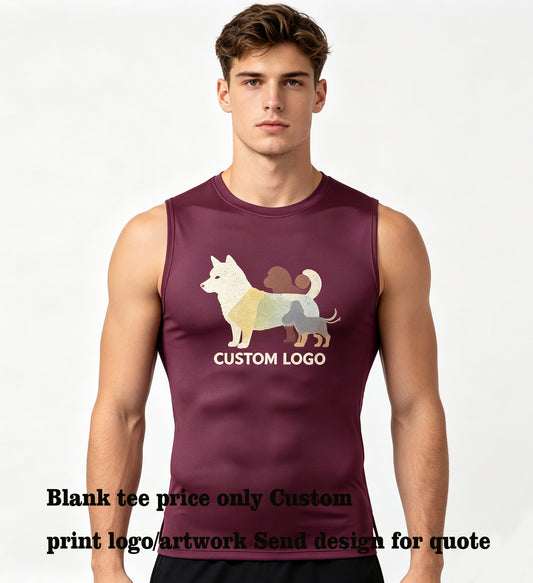 6 Color Men's Fitness tank Top Tight Fitting Training Round Neck Pullover High Elasticity Quick Drying Sports Running Sports Top
