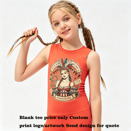 American Style 4 Color Girls' Tight Fitting tank Top Soft and Quick Drying Children's Clothing for Dance Training Back Piece
