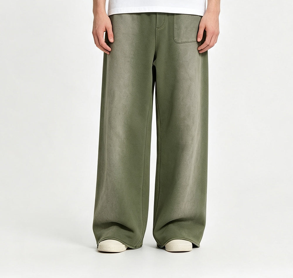 Custom 100% Cotton Sweatpants Curved Knife Pants with Loose Edges and Spattered Horsehair Loose and Long Pants with Distressed