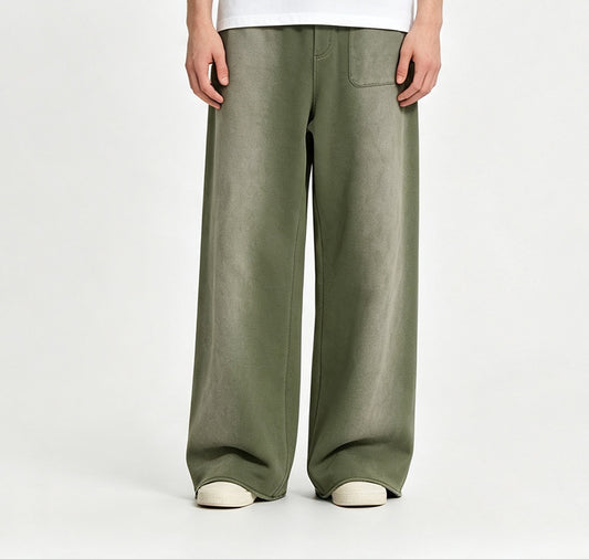 Custom 100% Cotton Sweatpants Curved Knife Pants with Loose Edges and Spattered Horsehair Loose and Long Pants with Distressed