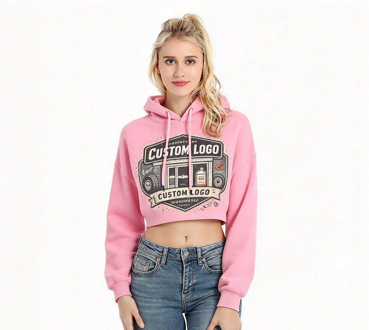 Manufacturer Hoodies Wholesale High Quality Pullover Hoodies Short Crop Top with Exposed Cleavage Autumn and Winter Collection