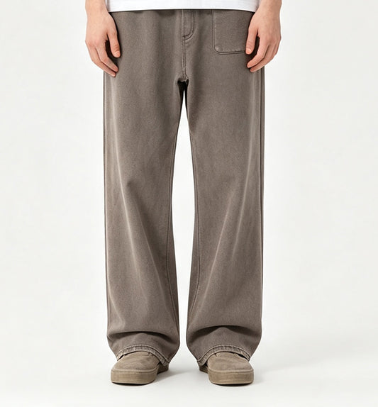 Oem Customized Fashion Basic Sweatpants Vintage Distressed Trendy Brand Heavyweight Water Washed Fleece Straight leg Pants