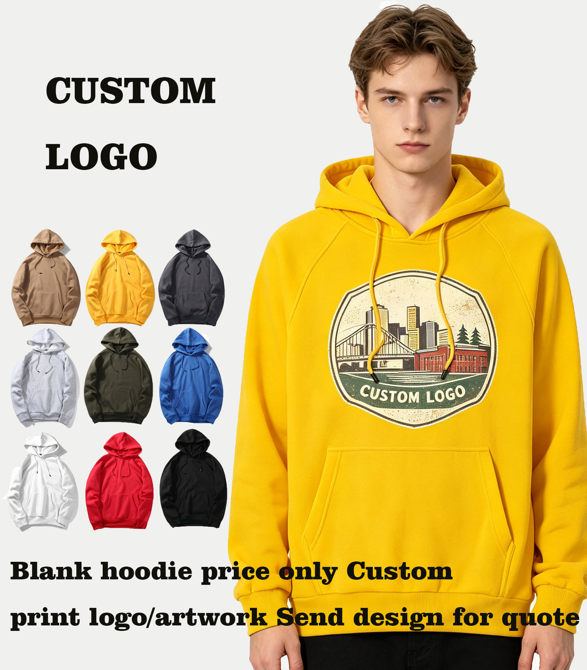 Customized Streetwear All Polyester Fiber Slanted Shoulder Fleece Pullover with Hood in Loose Fit American Streetwear Style