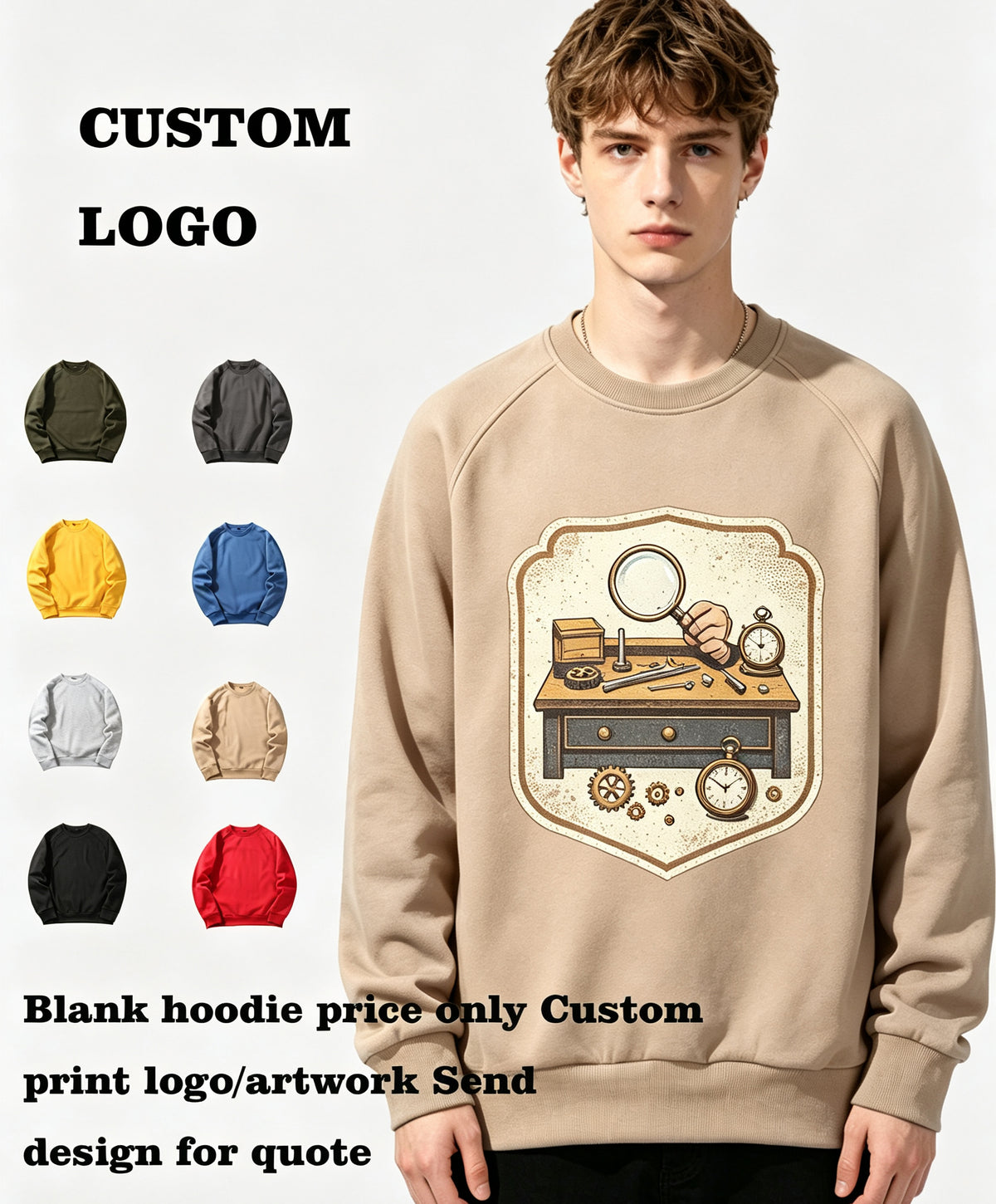 All Polyester Fiber Slanted Shoulder Fleece Pullover with Round Neck and Loose Fit Design Fall and Winter Style Men High Quality