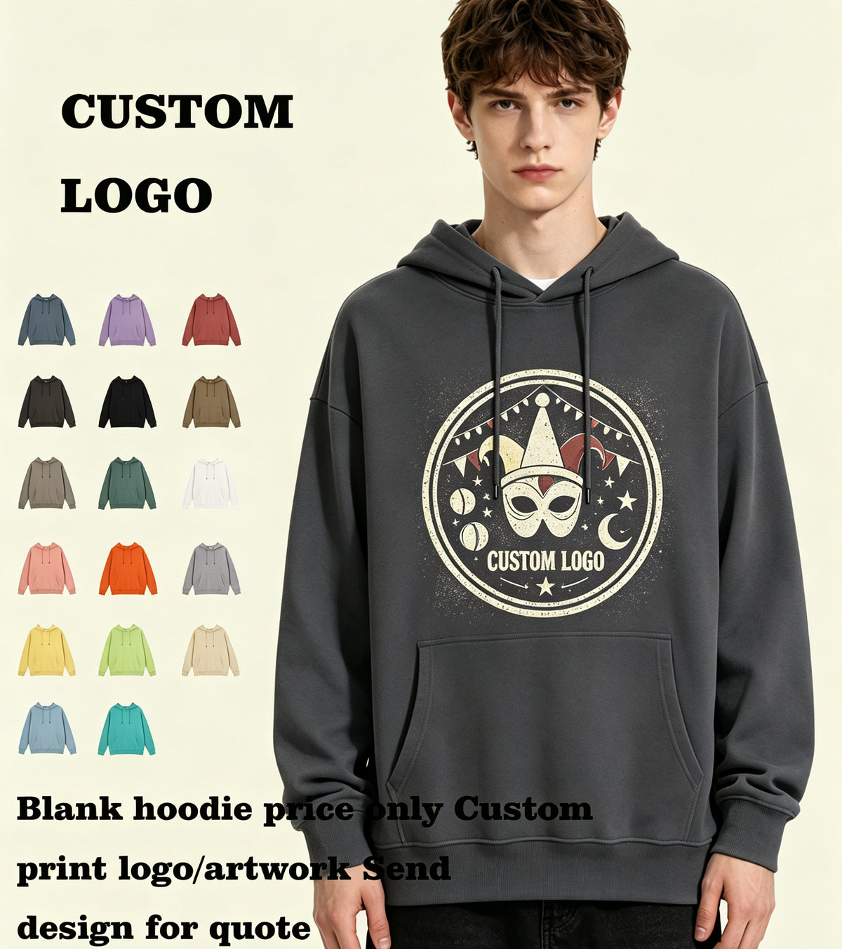 Customized Hoodies100% Cotton Overthe Shoulder Oversized Hoodies Puff Printing Hoodie Streetwear Unisex Sublimation Hoodies