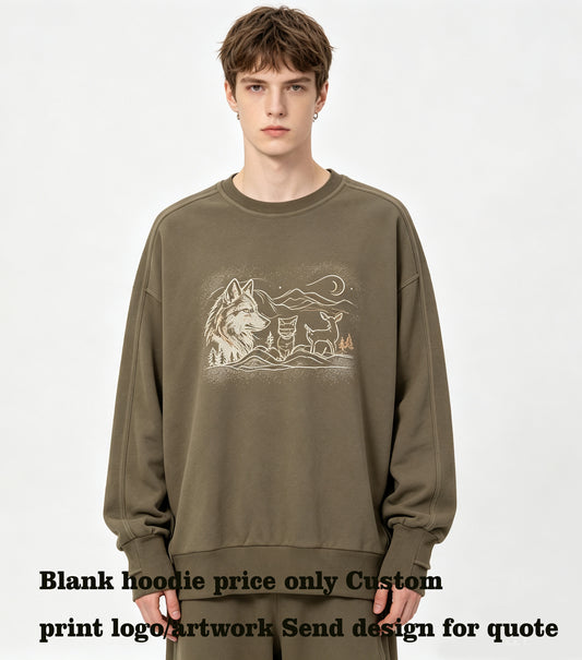 Wholesale Custom Washing Process of All Cotton Fabric with Ninja Style Long Sleeves and Dropped Shoulders Oversized Design