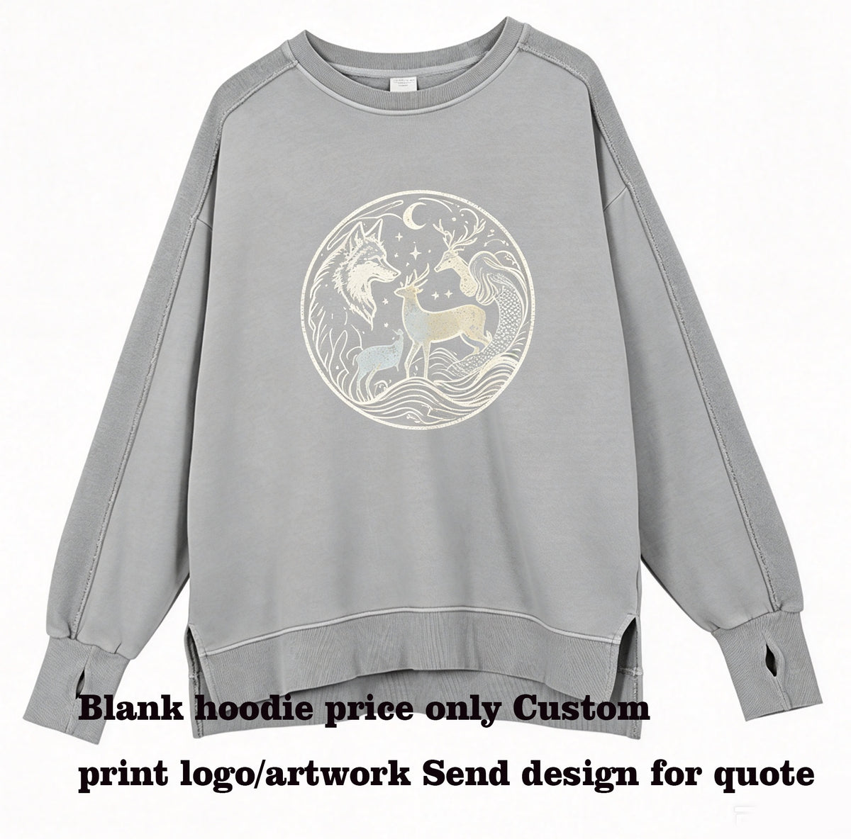 Fall and Winter Custom Style Washed and Distressed Ninja Style Sleeve Cotton Pullover with Dropped Shoulders and Oversized Fit
