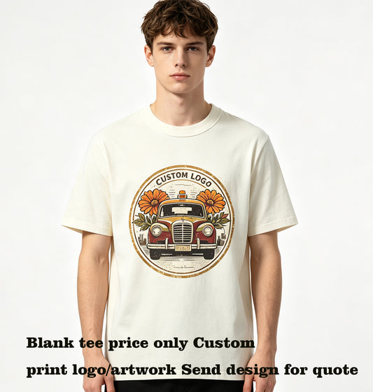 Customized TShirts 6 Color Heavyweight Short Sleeved All Cotton Solid Color Round Neck American Retro Men's and Women's Tshirta