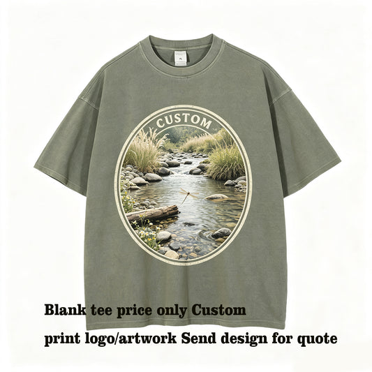 Oem Brand Customized Tshirts Wholesale 10 Color Vintage Washed Distressed t Shirt Loose Fitting Pure Cotton Trendy Brand T-shirt