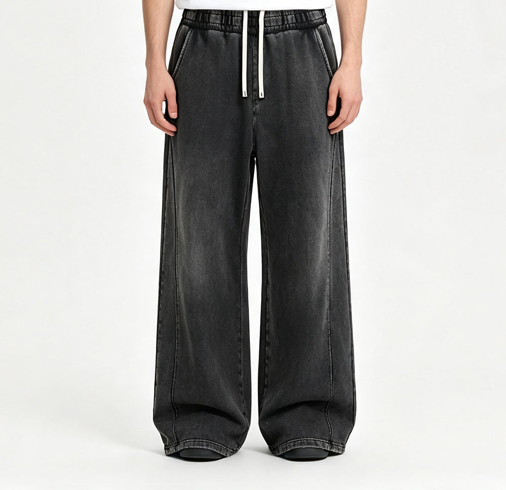 Men's Sweatpants Edge Grinding and Snowflake Frying Water Washing Process Sweatpants From a Trendy Brand Custom Embroidered