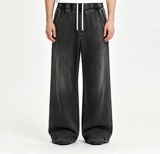 Men's Sweatpants Edge Grinding and Snowflake Frying Water Washing Process Sweatpants From a Trendy Brand Custom Embroidered