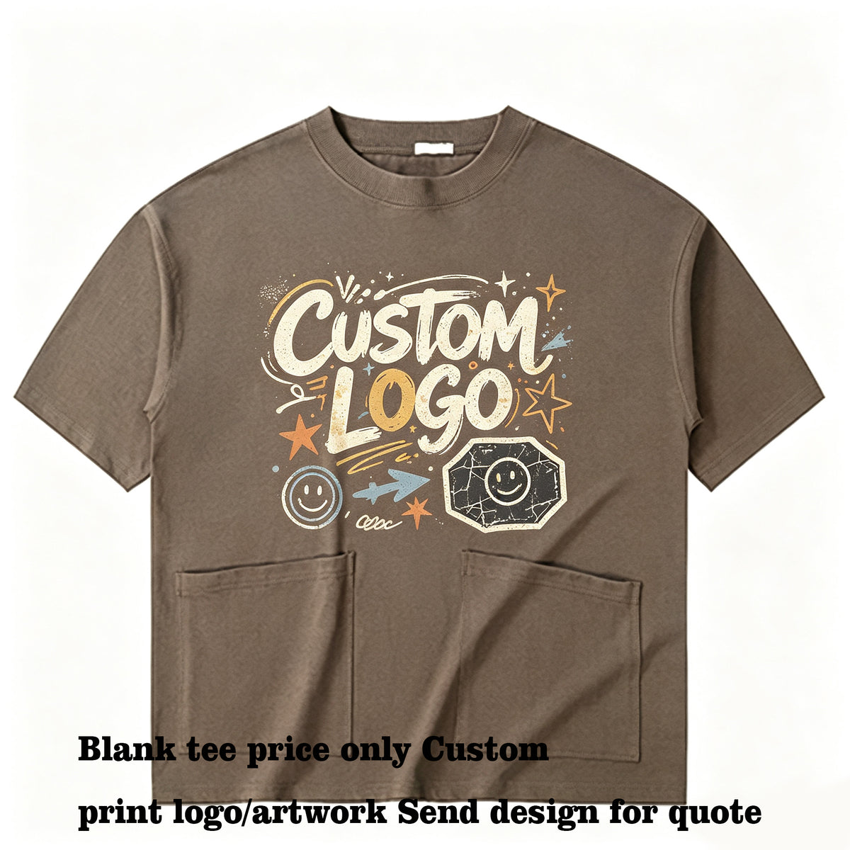 Wholesale Tshirt 100 Cotton Blanc 8 Color Double Pocketed Loose Sleeved 5 Button Short Sleeved Workwear T Shirt American Style