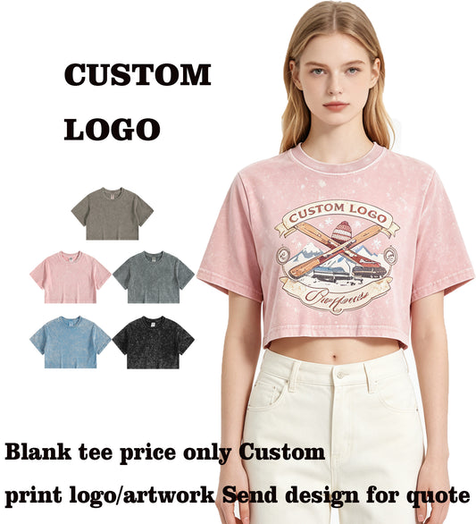 5 Color Dyeing Base Washed Vintage Short Sleeved T Shirt European Style Instagram Trendy Girl Loose Fit Brand Label Shirt