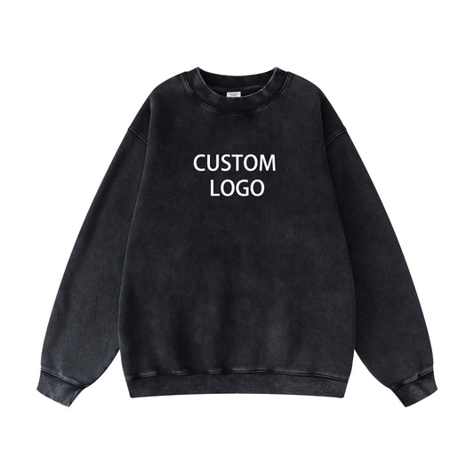 Heavy Weight Washed Wholesale Fleece Pullover Distressed Embroidery Vintage French Terry  Blank Sublimation Winter Hoodie