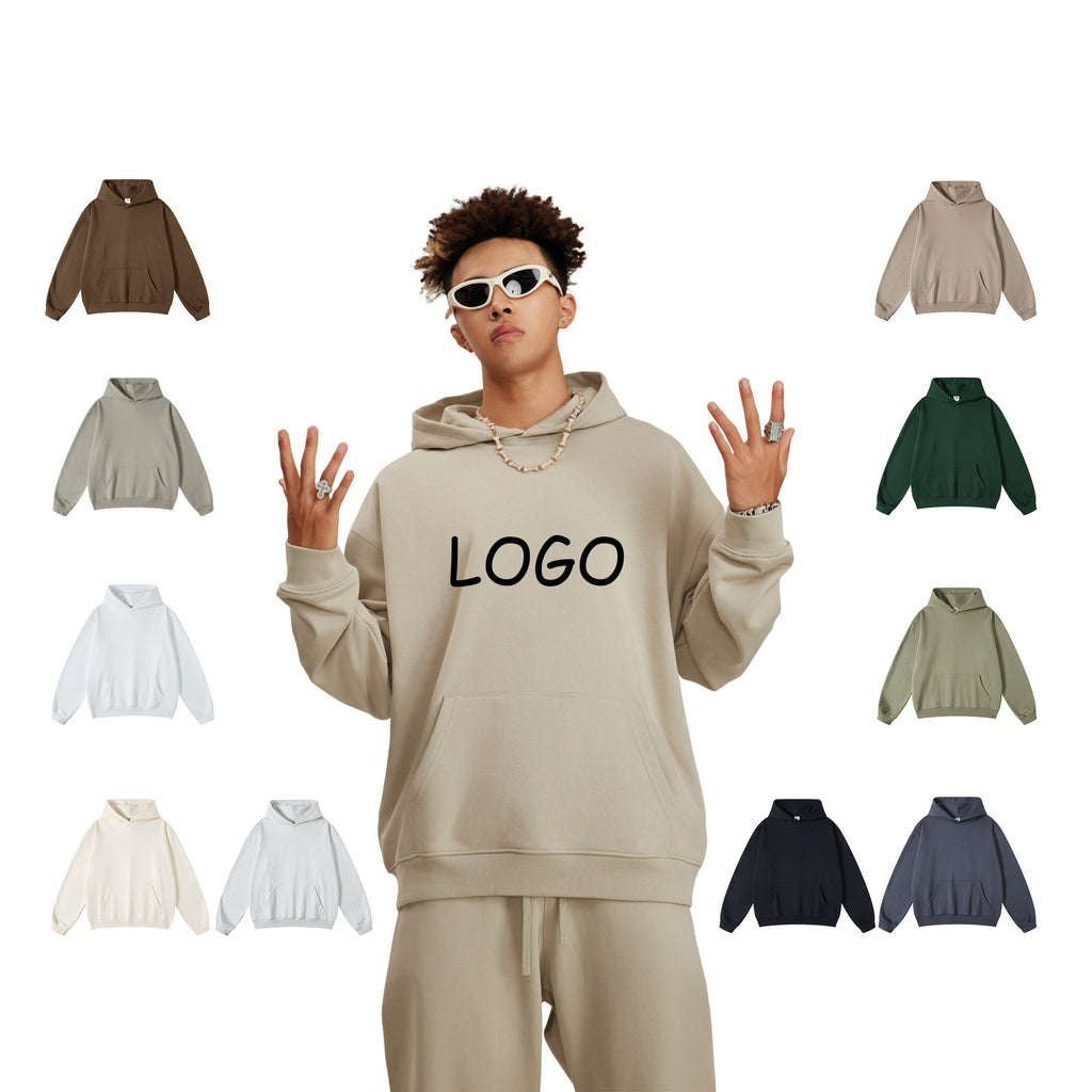 Sublimation Wireless Blank Pullover High Quality Streetwear Drop Shoulder Winter Fashion Pure Color Black Wholesale Hoodies