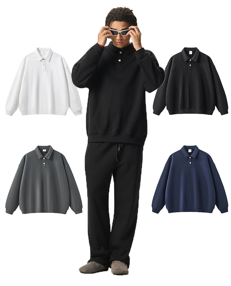 Stand Collar Polo Custom Pullover Thick Knitted Winter Screen Printed Cheap Hoodie