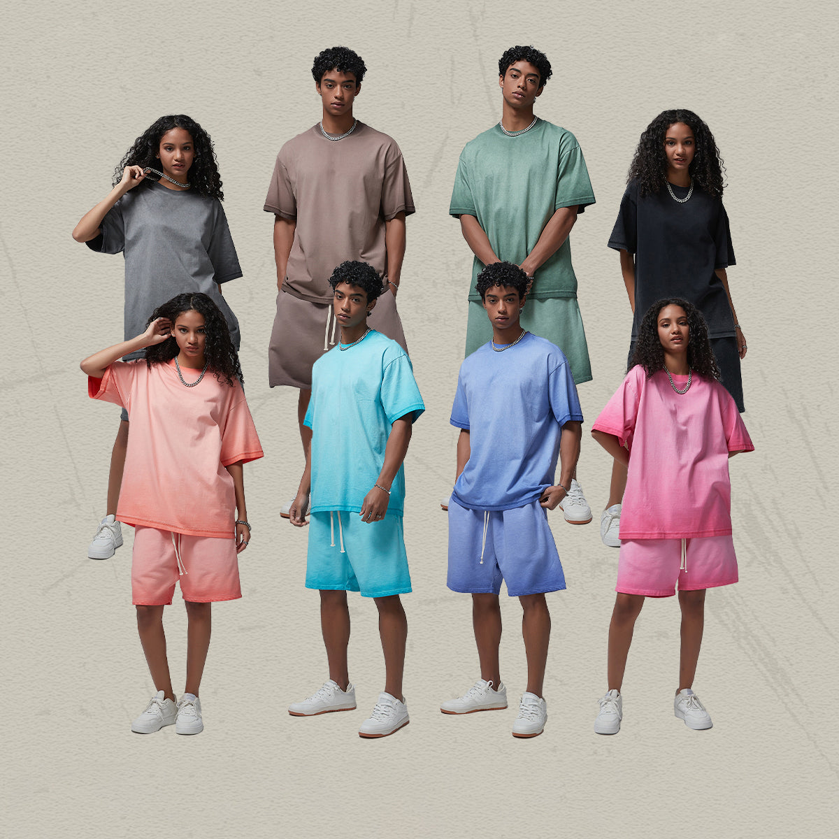 Drop Shoulder Heavyweight Acid Wash Loose Gradient Color Sublimation Round Neck High Quality Blank Dtf Transfers for t Shirts