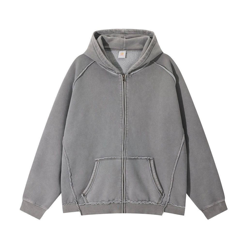 Heavyweight Cutom Hoodies logo Streetwear Washed Oversized Fleece Drop Shoulder Puff Print Fashion Men's Hoodies & Sweatshirts