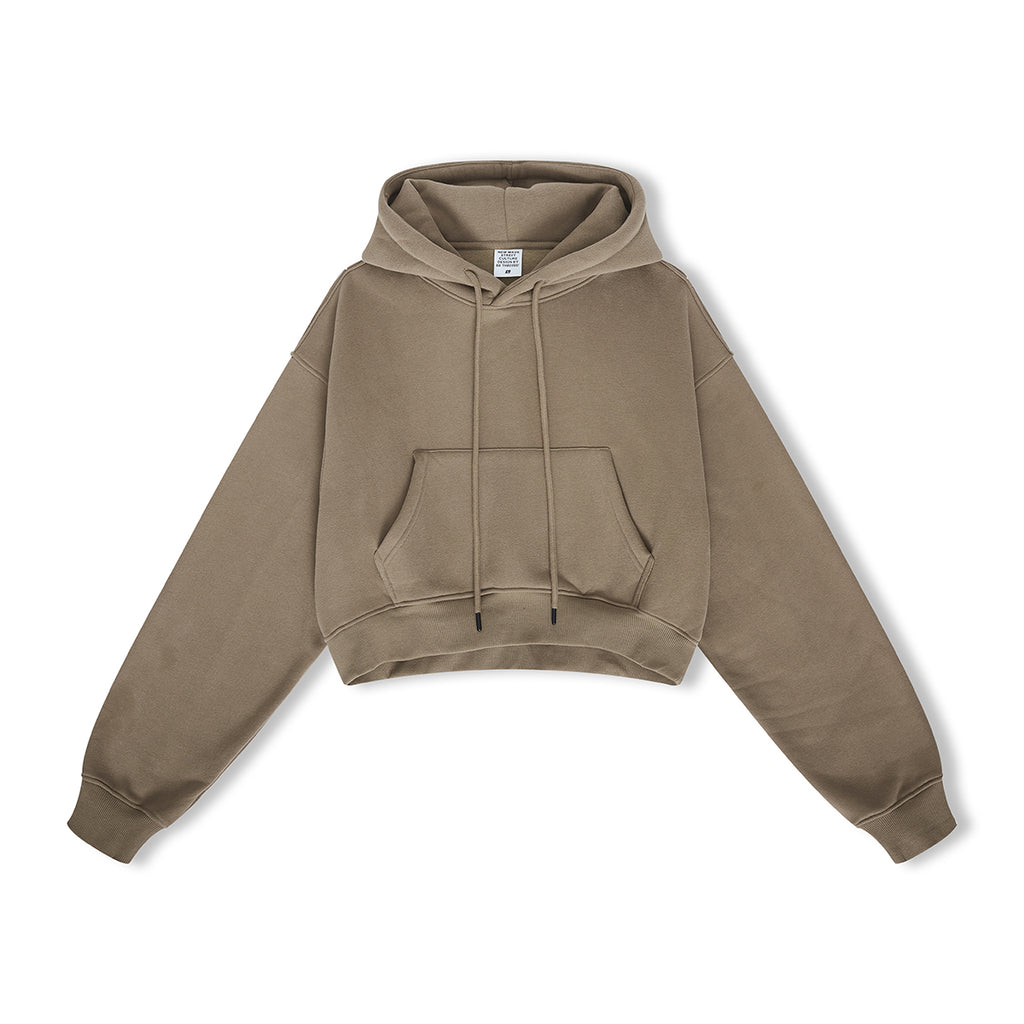 Wholesale Hoodies 12 Color Fleece Hooded Women's Short Sleeve Crop Top in Solid Color High Quality Plain Hoodies for Printing