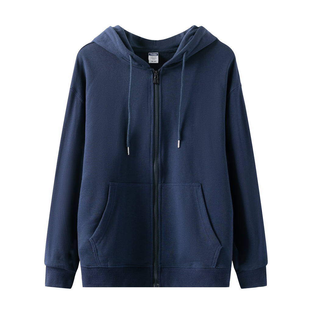 Custom Hoodies logo Plus Size Blank Full Zip French Terry High Quality Pure Color Blank Puff Printing Streetwear Hoodies Men