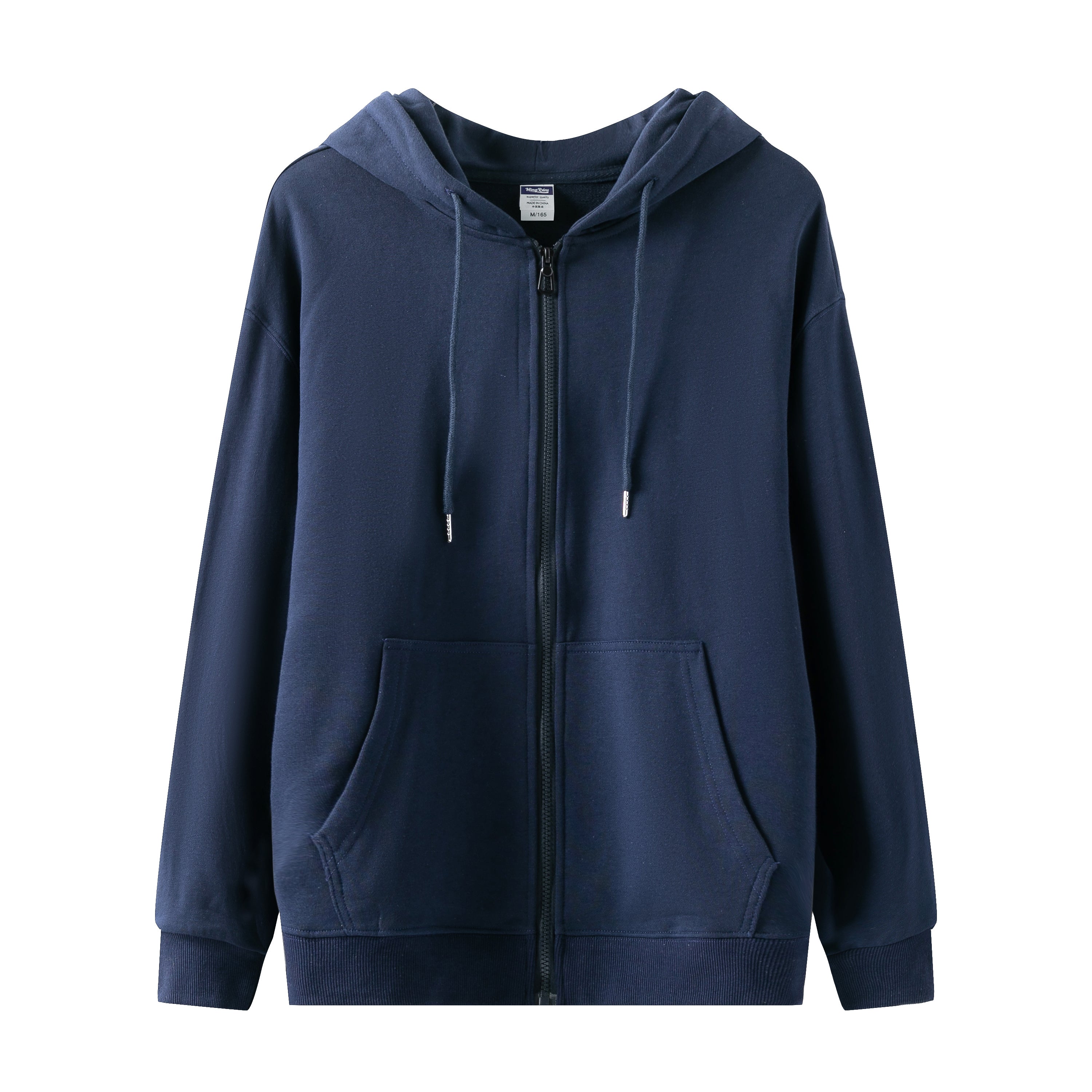 Custom Hoodies logo Plus Size Blank Full Zip French Terry High Quality Pure Color Blank Puff Printing Streetwear Hoodies Men