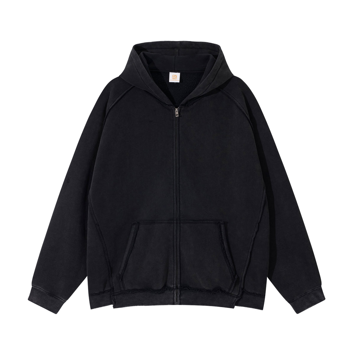 Customized Heavyweight Water Washed Fringed Fleece Pullover Hoodie Can Design Patterns for You for Free Fall and Winter Style