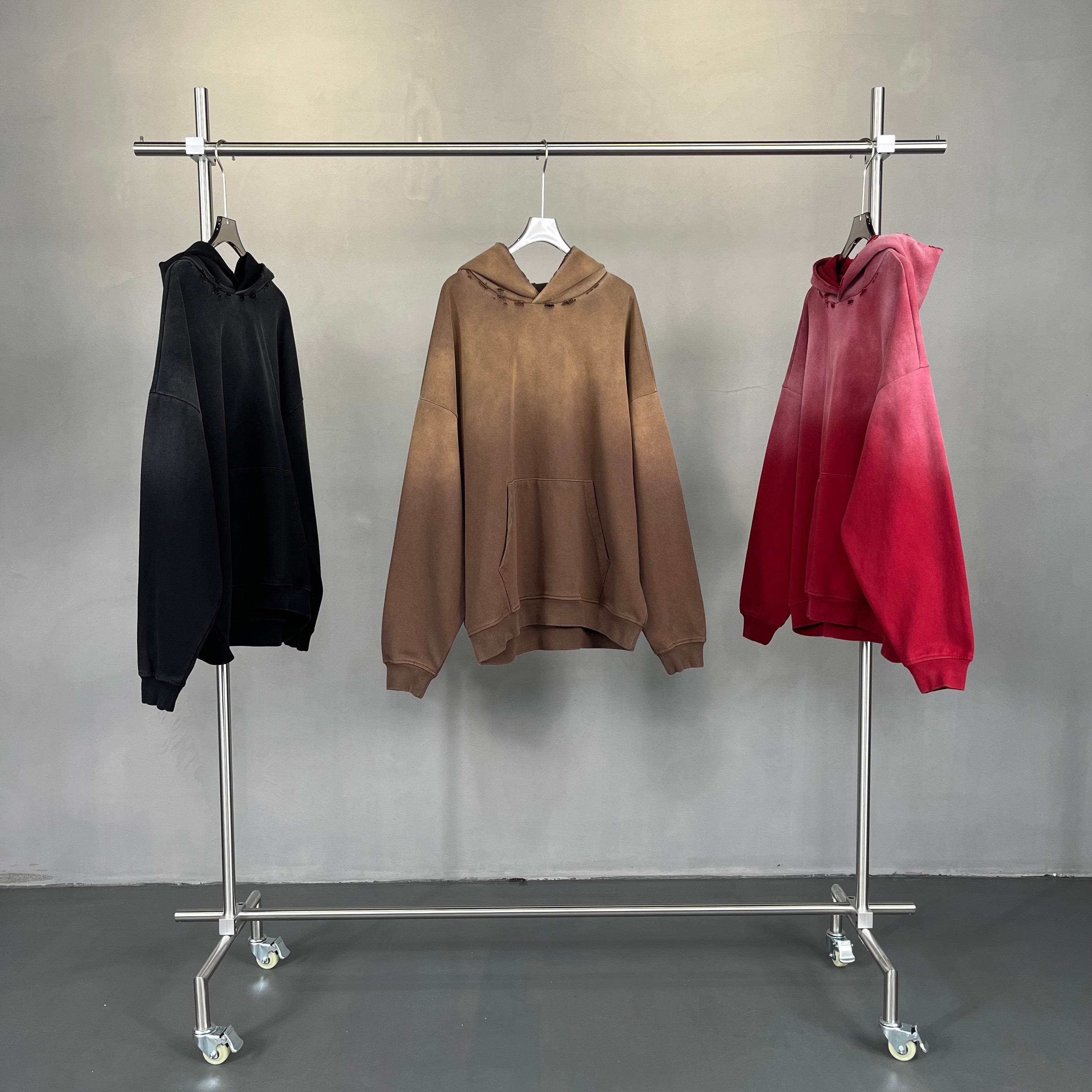 Hoodie Manufacturers High Quality Heavyweight Acid Wash Vintage Broken Tie Dye Plain Hoodies in Bulk Hoodies & Sweatshirts