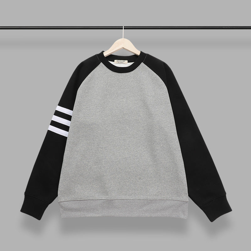 High Quality Hoodie Thick and Loose Quilted Contrast Color Crossover Sleeve Pullover Base Layer Hoodie Unisex Fashion Style