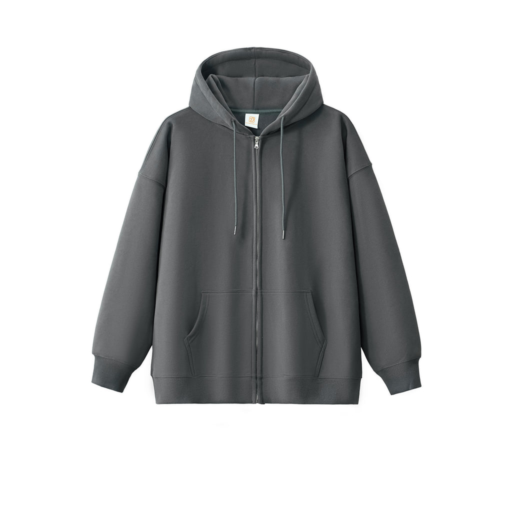 Wholesale High Quality Custom Zip up Fleece High Quality Loose Drop Shoulder Puff Printing Unisex Oversized Blank Hoodie