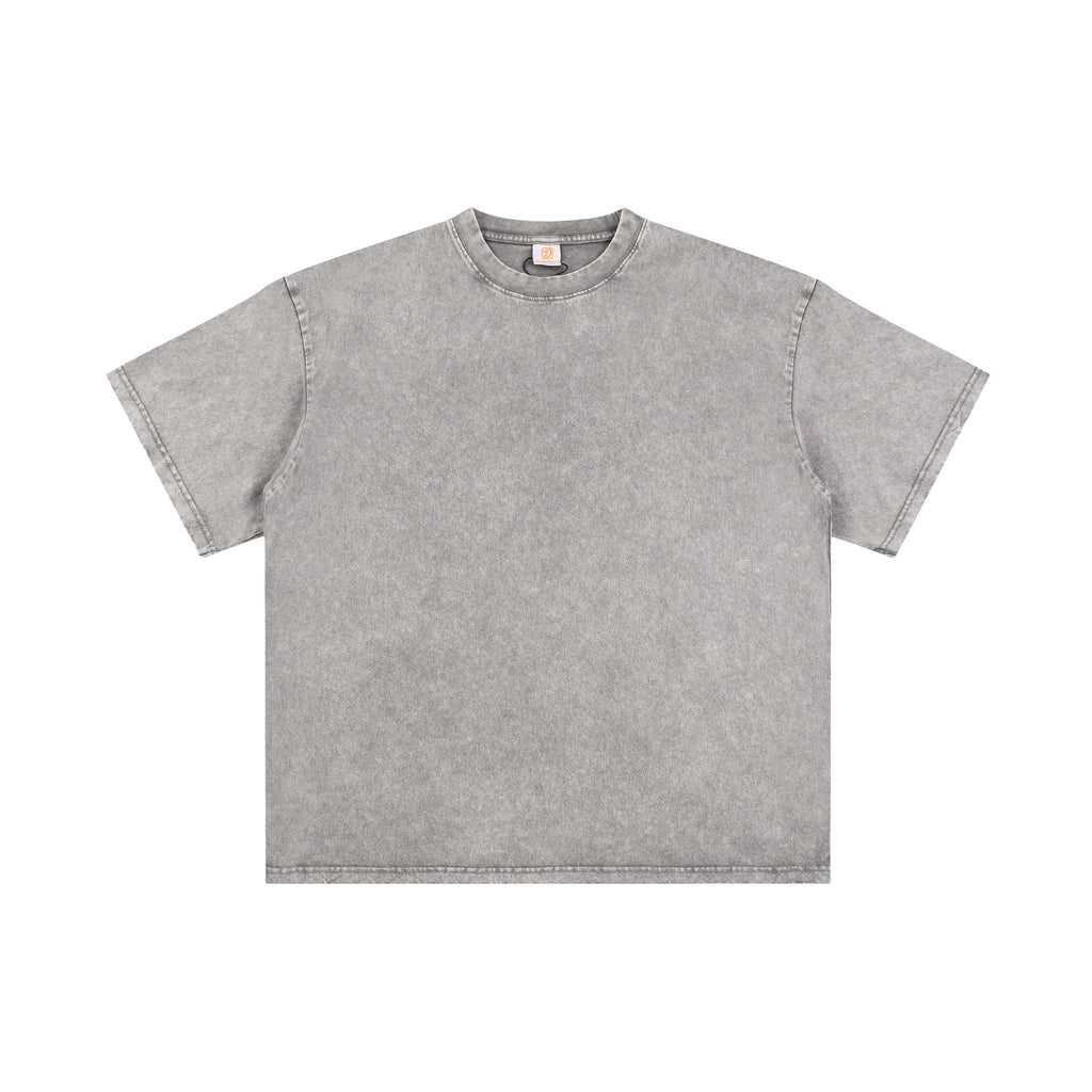 Plain T-shirt 100% Cotton Custom Puff Printing High Quality Design Summer Vintage Wholesale Washed Rounde Neck T-shirt for Men