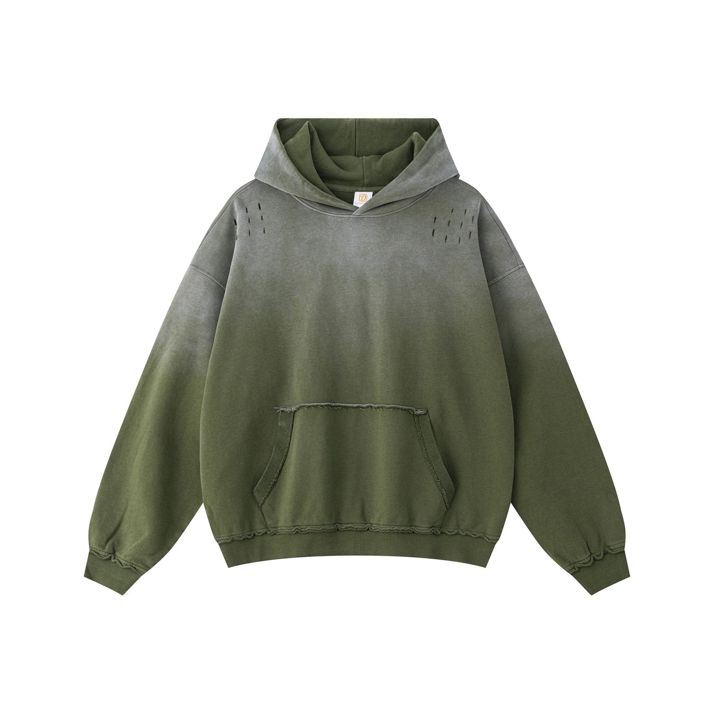 OEM Wholesale Hoodies Batik Washed Gradient High Quality Embroidery logo Boxy Cut Out Streetwear 100% Cotton Men's Hoodies